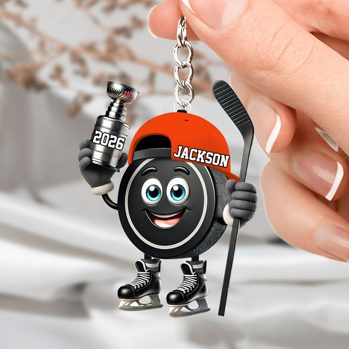 Personalized Trophy Hockey Keychain, A Gift For Ice Hockey Enthusiasts