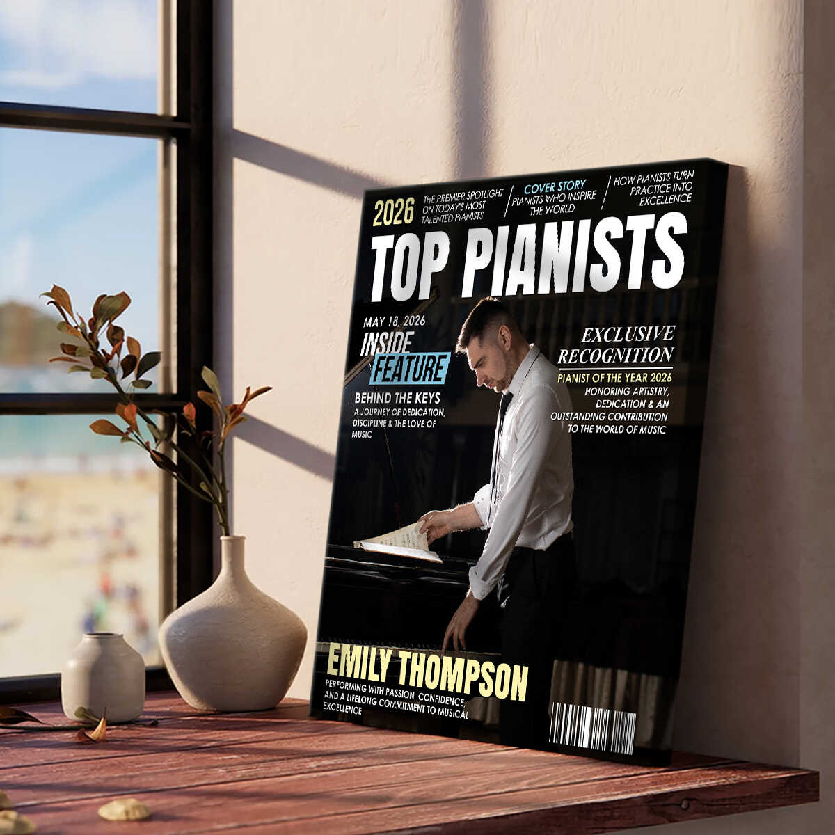 "Top Pianists" Magazine Cover Canvas – Personalized Photo Gift For Pianists | Piano Lover Appreciation Gift