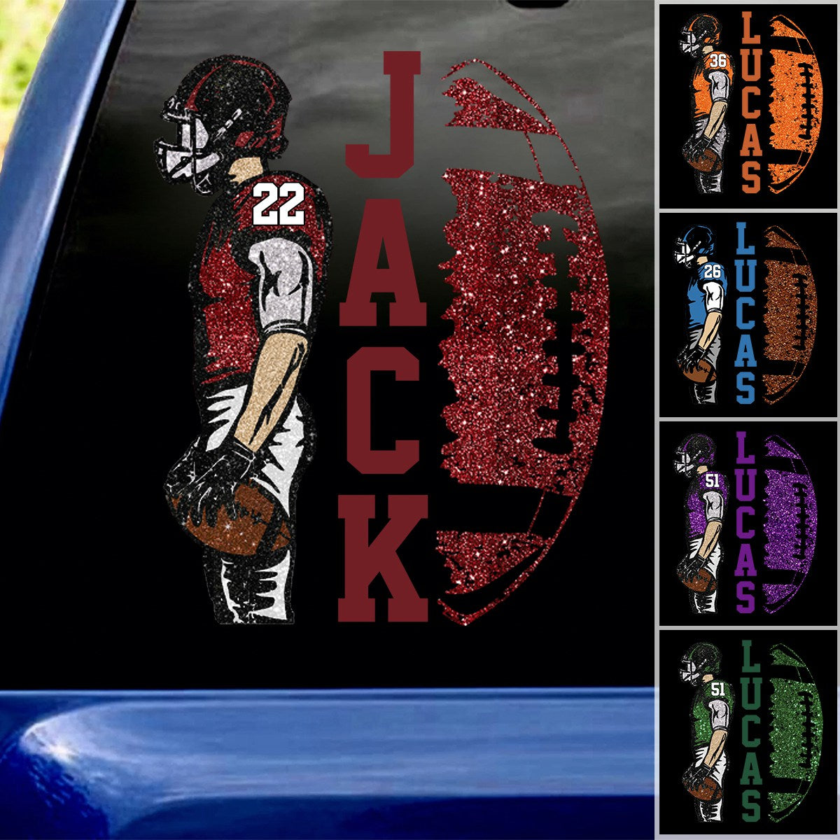 Matching Football Player - Personalized Football Decals Football Game Day