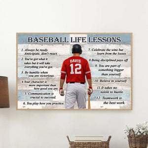 Personalized "Train Hard, Play Smart, Win With Heart" Baseball Poster – Life Lessons Gift For Baseball Lovers