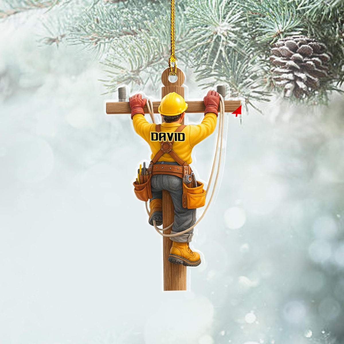 Personalized Linemen Acrylic Ornament, Electrical Workers Keepsake
