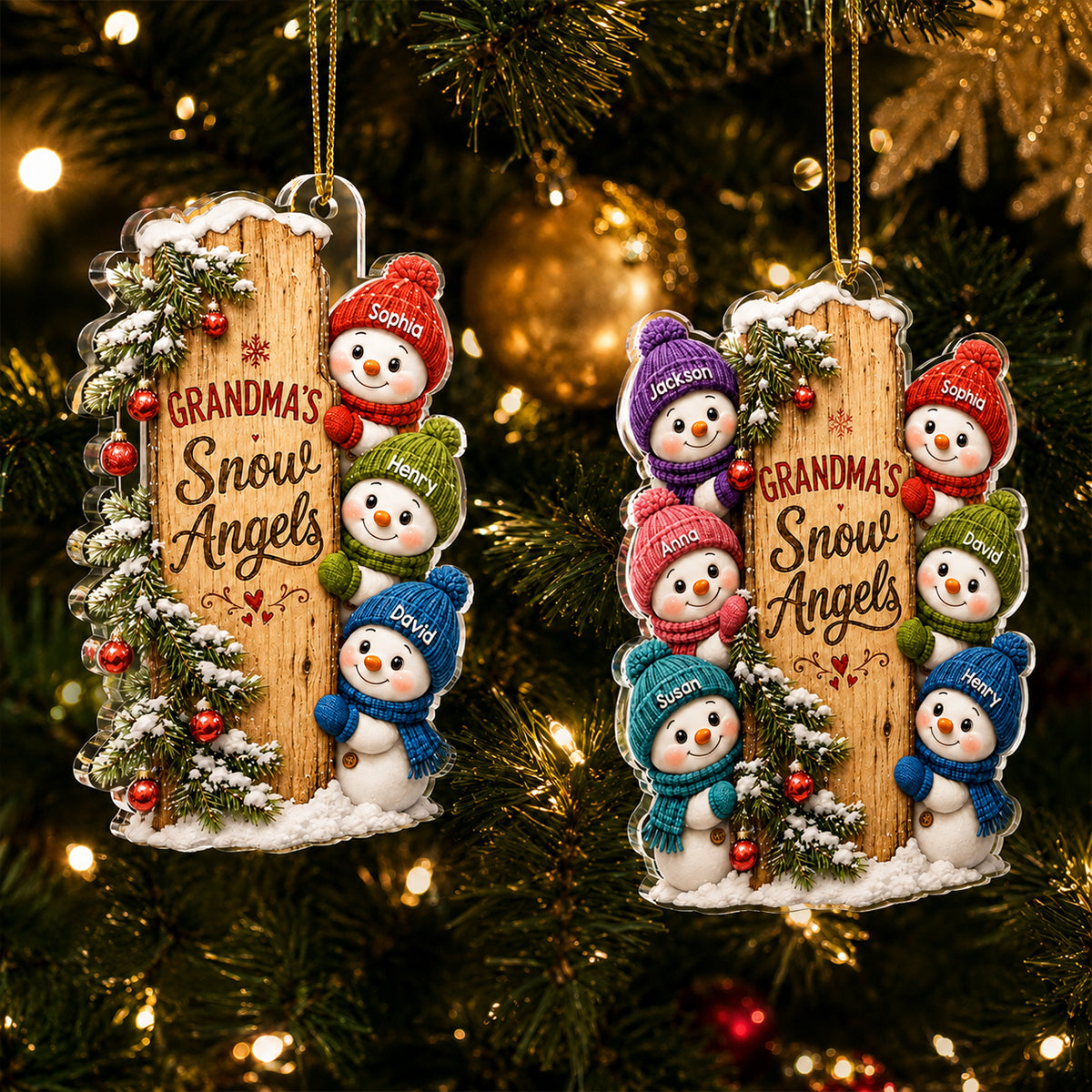 "Grandma's Snow Angels" – Personalized Acrylic Ornament | Christmas Gift For Grandma