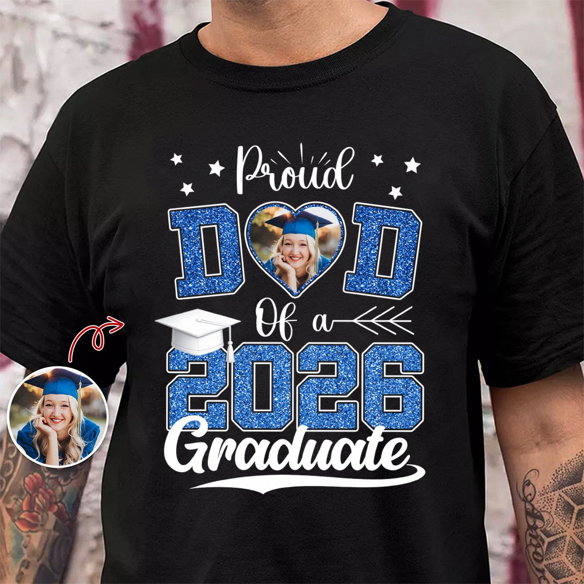 Congrats Proud Dad Mom Of A Graduate Custom Photo Personalized Graduation T-Shirt Gift for Mom, Dad