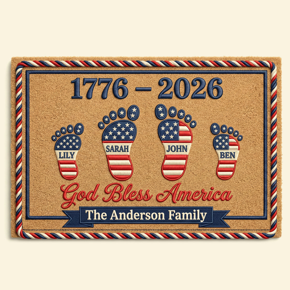 Personalized Family Doormat – America 250th Anniversary Edition Gifts For Family