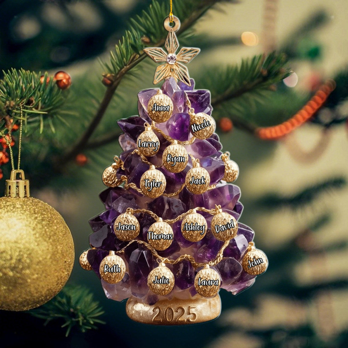 Our Family, Merry Christmas 2025 - Personalized Family Custom Shaped Acrylic Ornament