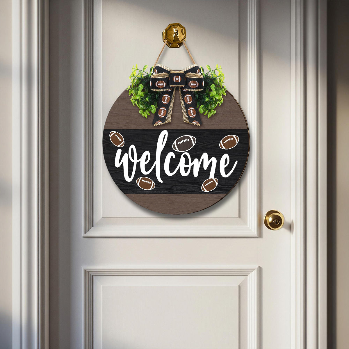 Welcome American Football Wooden Hanging Sign Gift For Football Lover