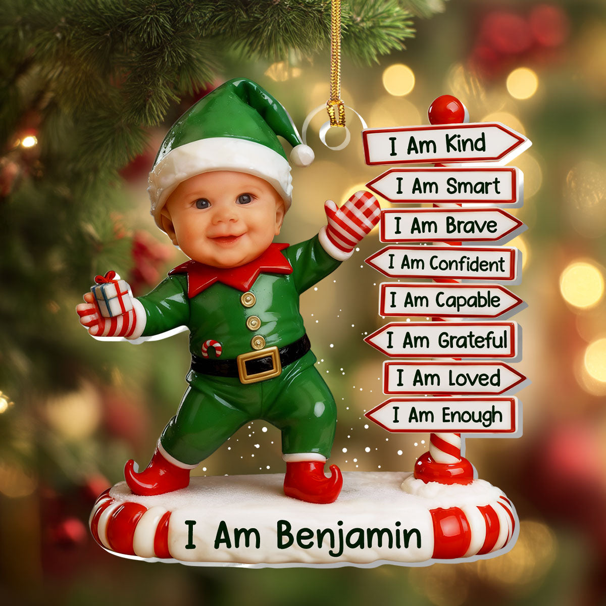 Tiny Elf Christmas - Personalized Acrylic Ornament