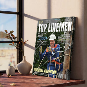 Personalized Top Lineman Magazine Canvas – Custom Recognition Gift For Electrical Lineworkers