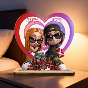 You & Me We Got This, Hearts And Sunglasses, Custom Wood Plaque, Gift For Couples