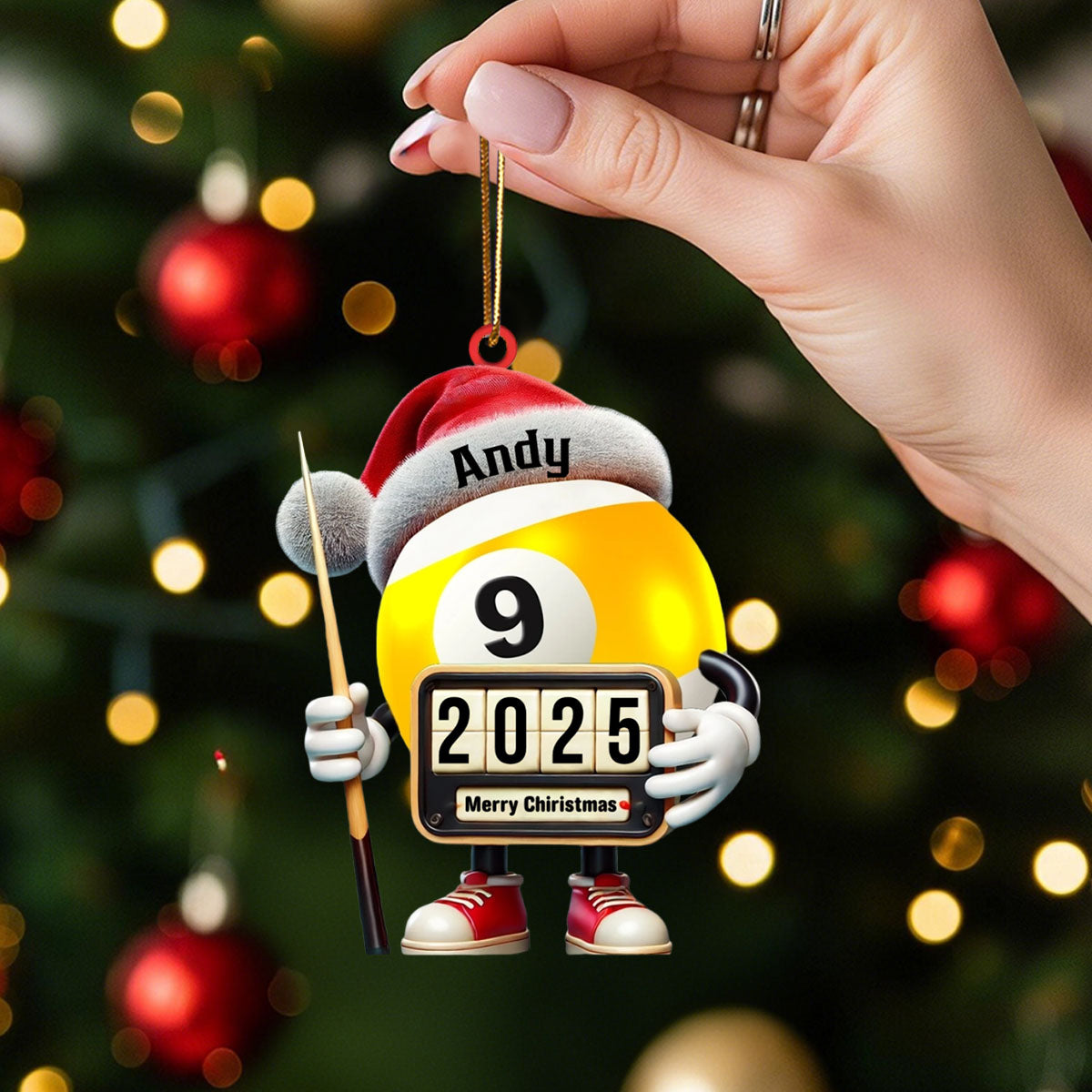 Custom Name and Year Billiard Ornament, Billiard Lover Christmas Gift