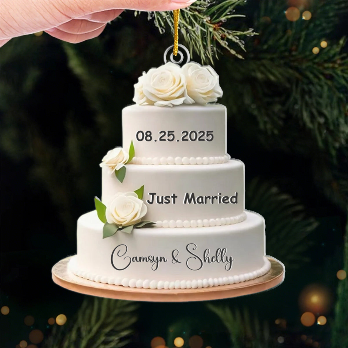 Wedding Cake Personalized Christmas Ornament, Wedding Christmas Ornament