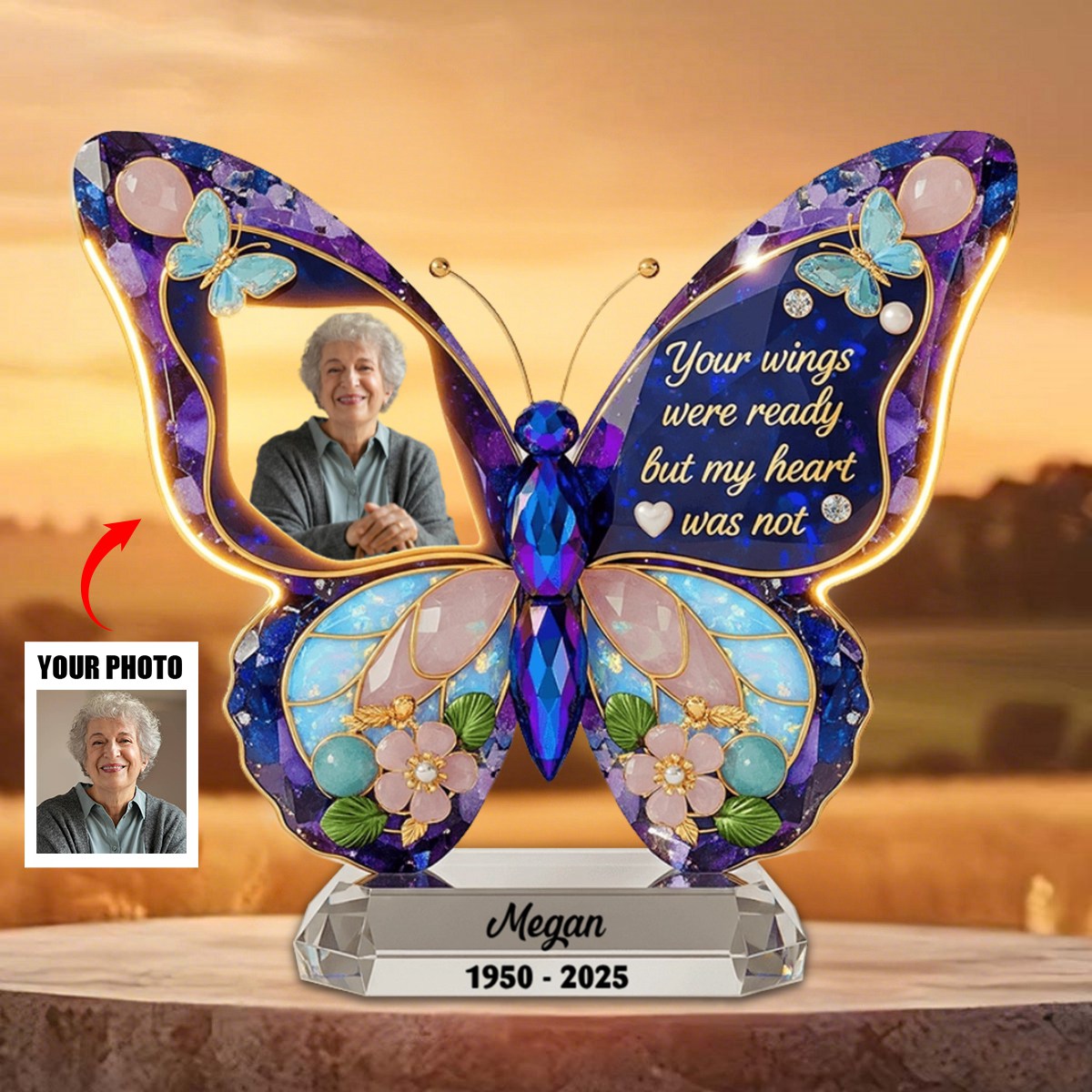 Your Wings Were Ready But My Heart Was Not - Personalized Memorial Custom Butterfly Shape Acrylic Plaque