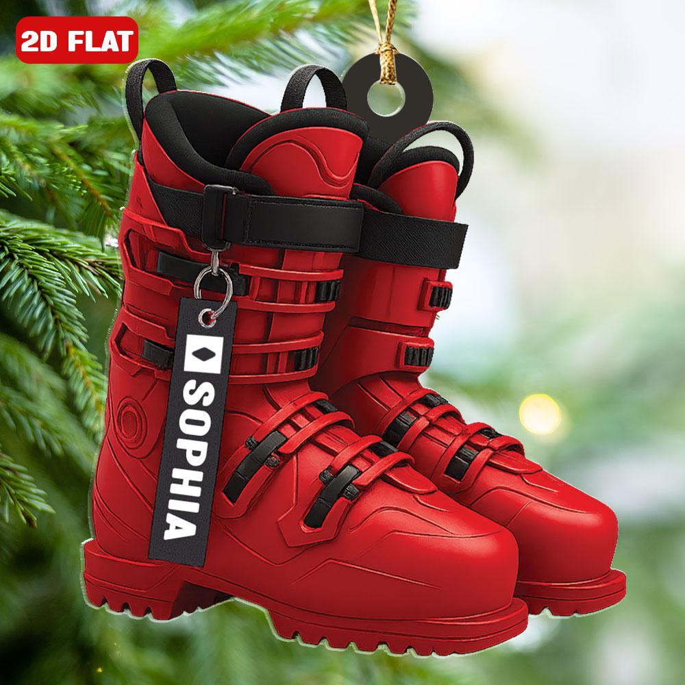Custom Name Ski Boots Christmas Ornament Personalized Christmas Gift For Skiing Lovers