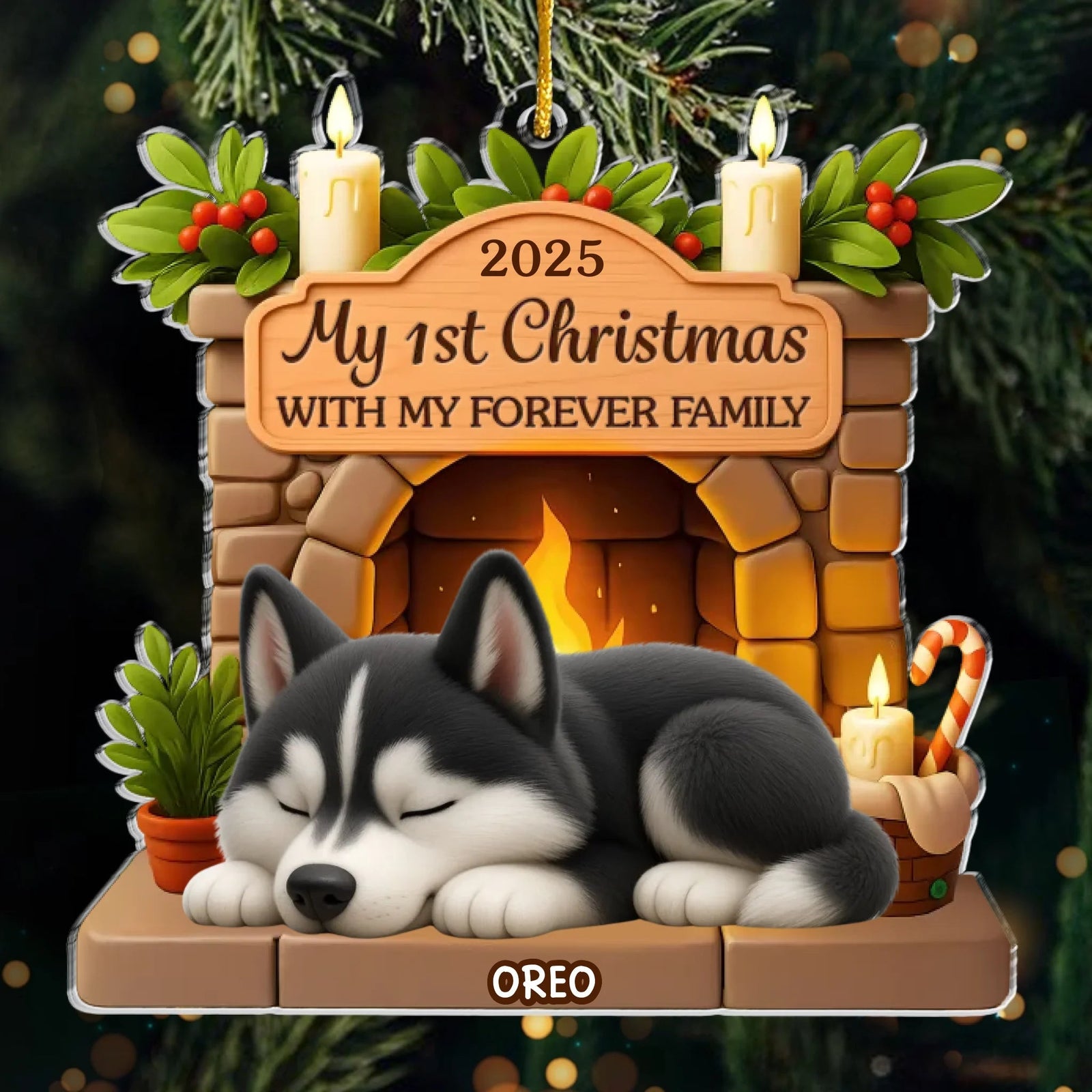 Custom First Christmas Acrylic Ornament - Personalized Christmas Birthday Gifts For Dog Lovers