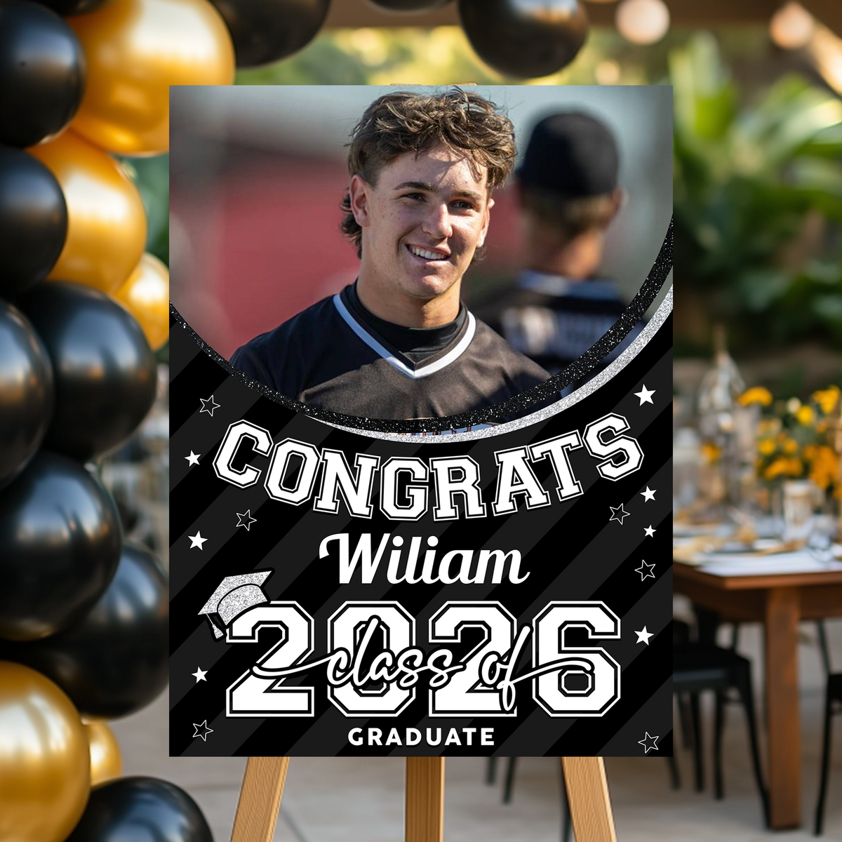 Class Of 2026 Welcome Sign - Personalized Custom Photo Grad Party Sign Canvas