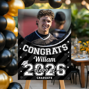 Class Of 2026 Welcome Sign - Personalized Custom Photo Grad Party Sign Canvas