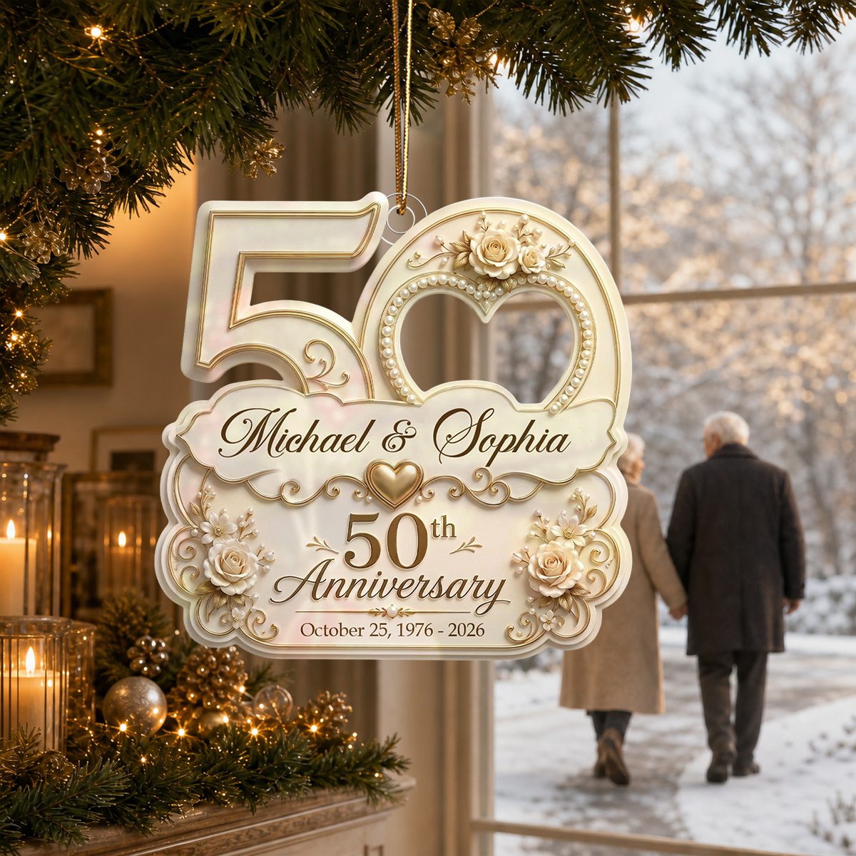 "Mr & Mrs" Personalized Wedding Anniversary Acrylic Ornament – Christmas Keepsake Gift For Couples