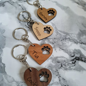 Paw Print Heart Keychain – Personalized Pet Gift For Dog & Animal Lovers