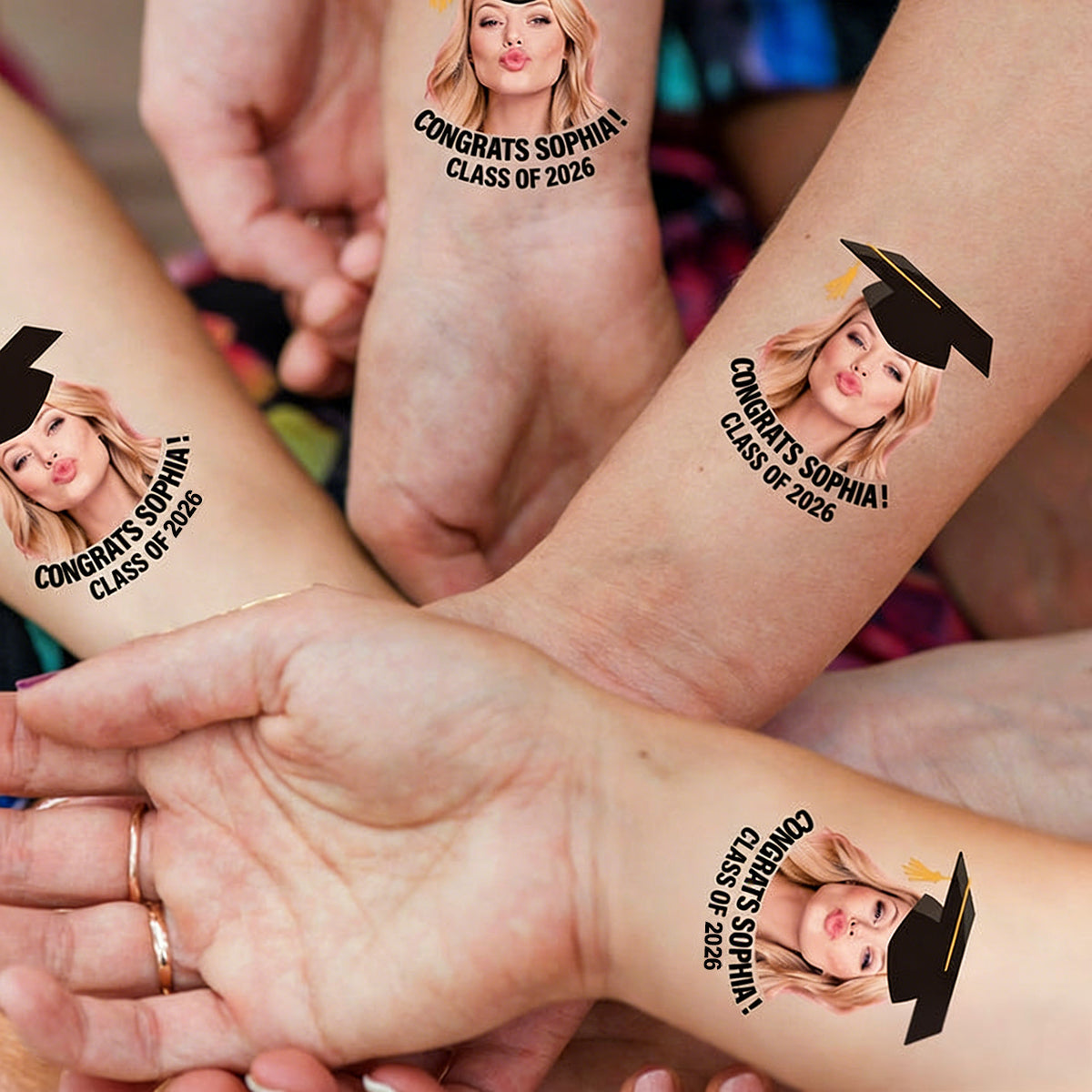 Congratulations Class Of 2026, Custom Temporary Tattoo With Personalized Photo, Text Name And Hashtag, Fake Tattoo, Graduation Gift
