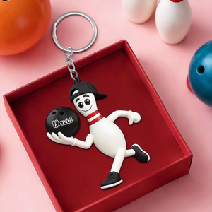 Personalized Running Bowling Keychain Bowling Lover