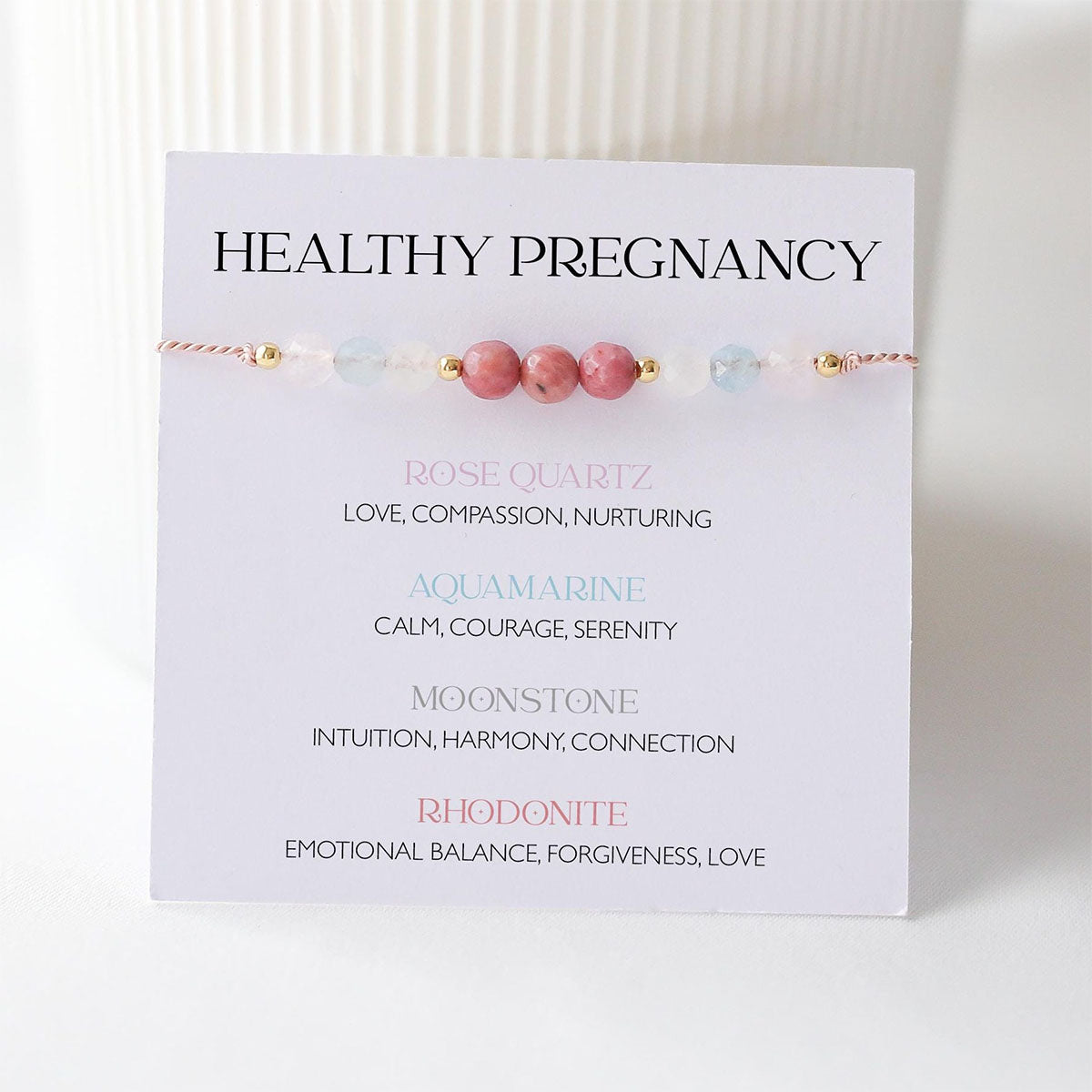 Crystal bracelet Healthy pregnancy, support, expectant mother gift, rose quartz bracelet