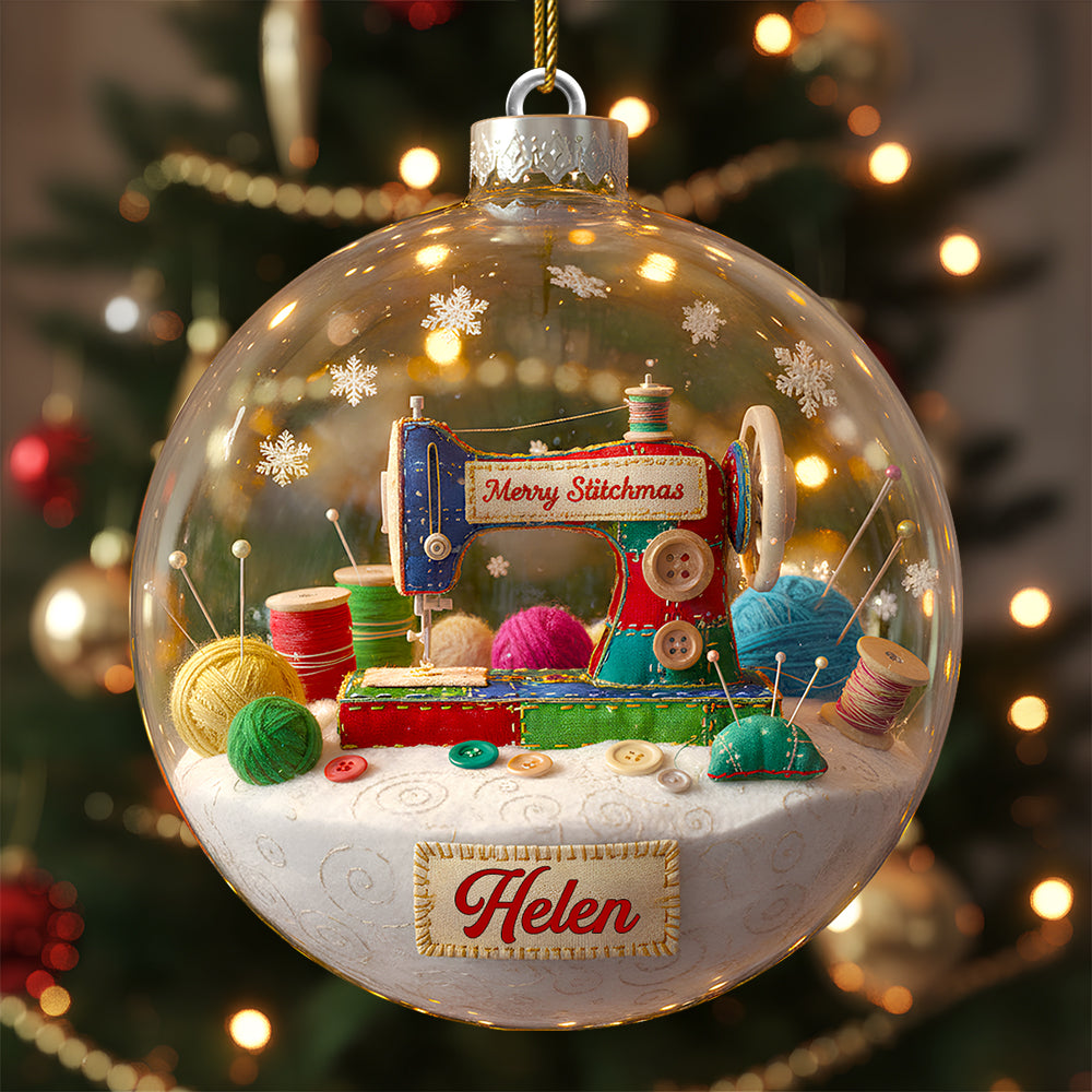 Merry Sewing Christmas Ornament - Personalized Gifts for Sewing Lovers