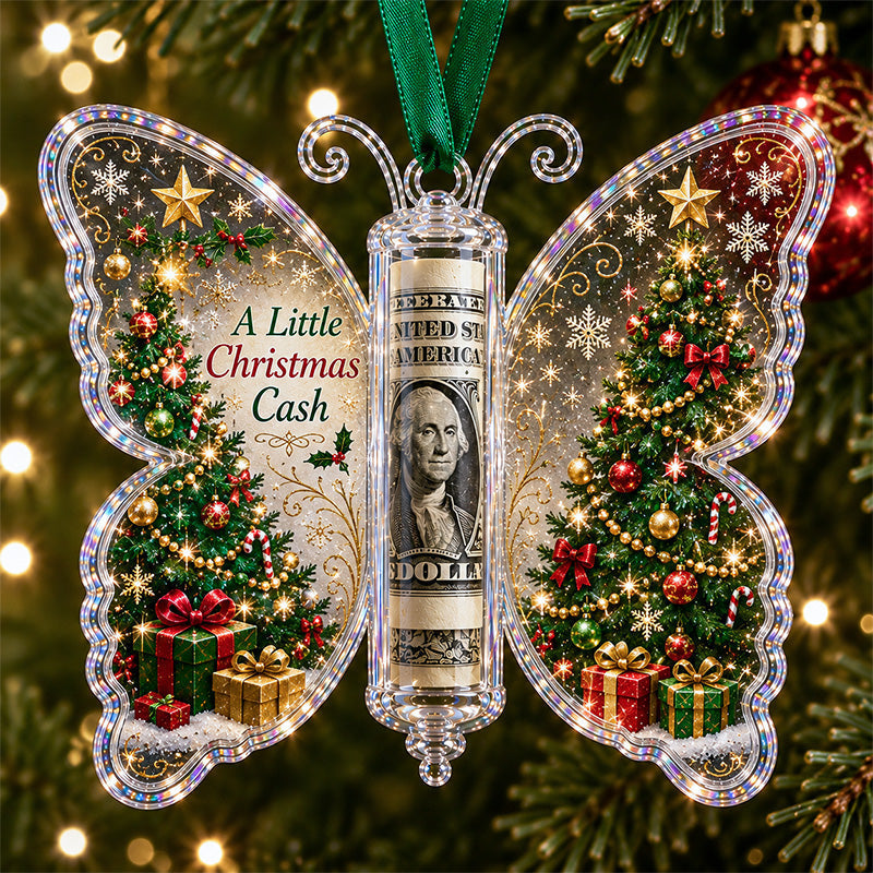 Christmas Cash Gift Butterfly Ornament – Holiday Money Holder Keepsake