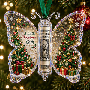 Christmas Cash Gift Butterfly Ornament – Holiday Money Holder Keepsake