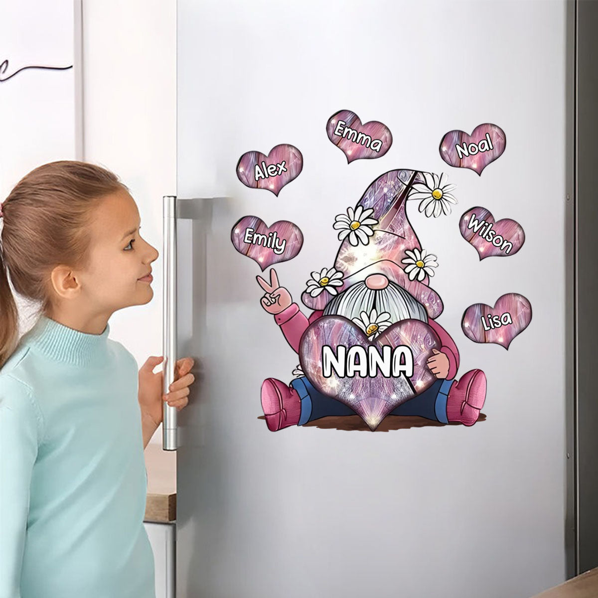 Sparkling Grandma With Sweet Heart Kids - Personalized Decal, Gift For Grandma