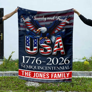 Custom Name Faith, Family & Freedom America 250 Years Patriotic Blanket