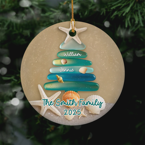 Sea Glass Family Tree - Personalized Ceramic Ornament