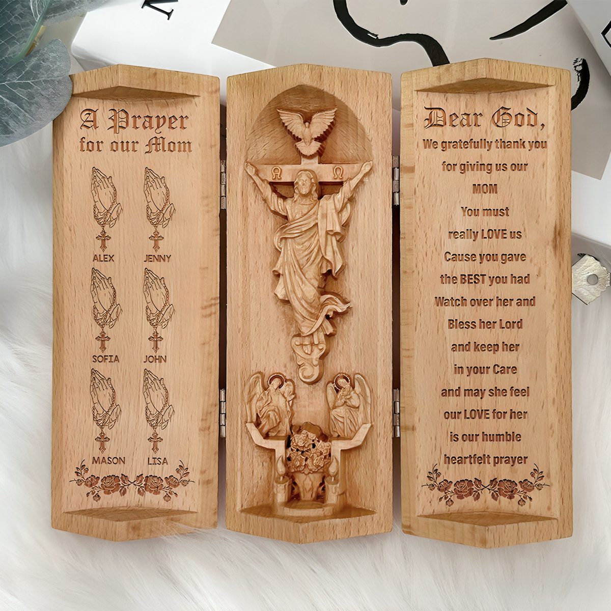 Personalized Gifts For Mom Openable Wooden Cylinder Sculpture