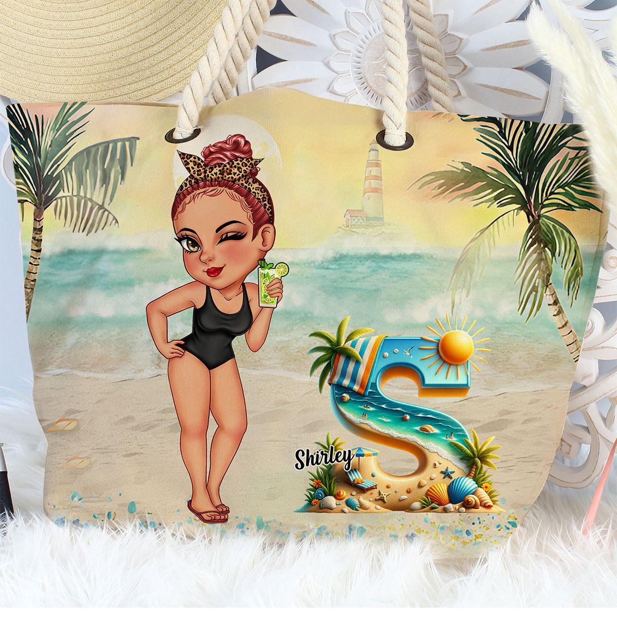 Summer Is Calling Beach Vacation Monogram - Personalized Beach Bag