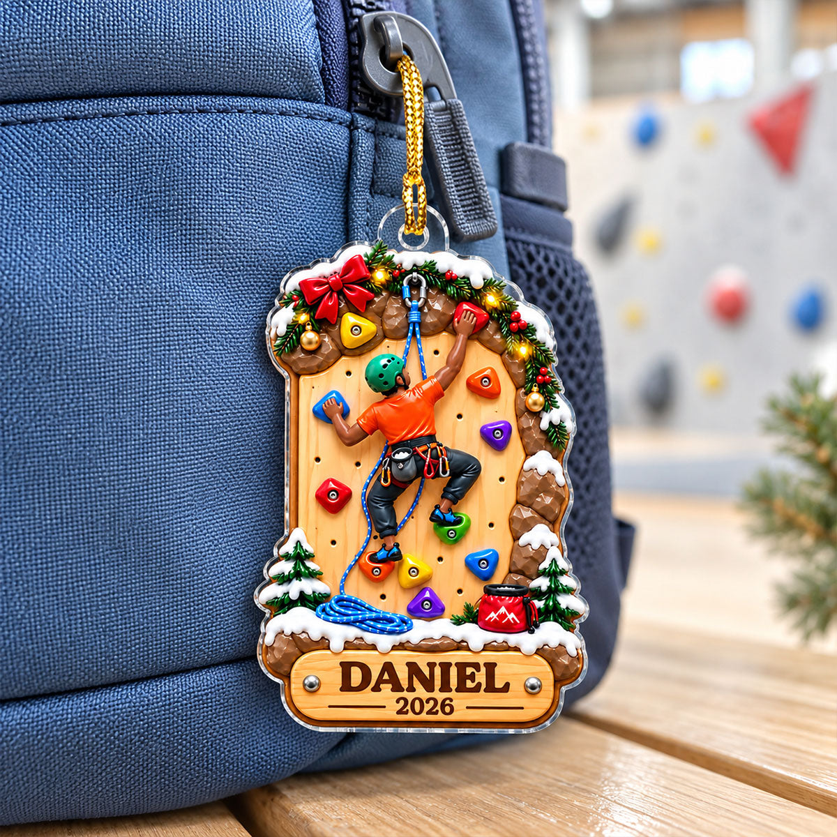 Personalized Rock Climbing Christmas Acrylic Ornament – Girl Or Boy Design | Custom Name Gift For Kids & Grandchildren