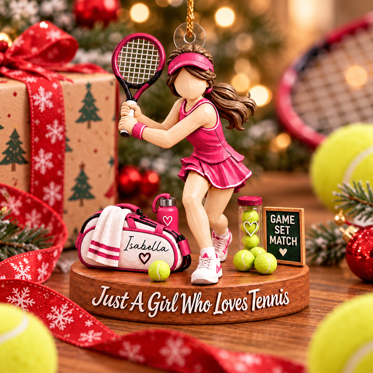 Just A Girl Who Loves Tennis – Personalized Acrylic Christmas Ornament | Custom Name Keepsake Gift For Tennis Players & Fans