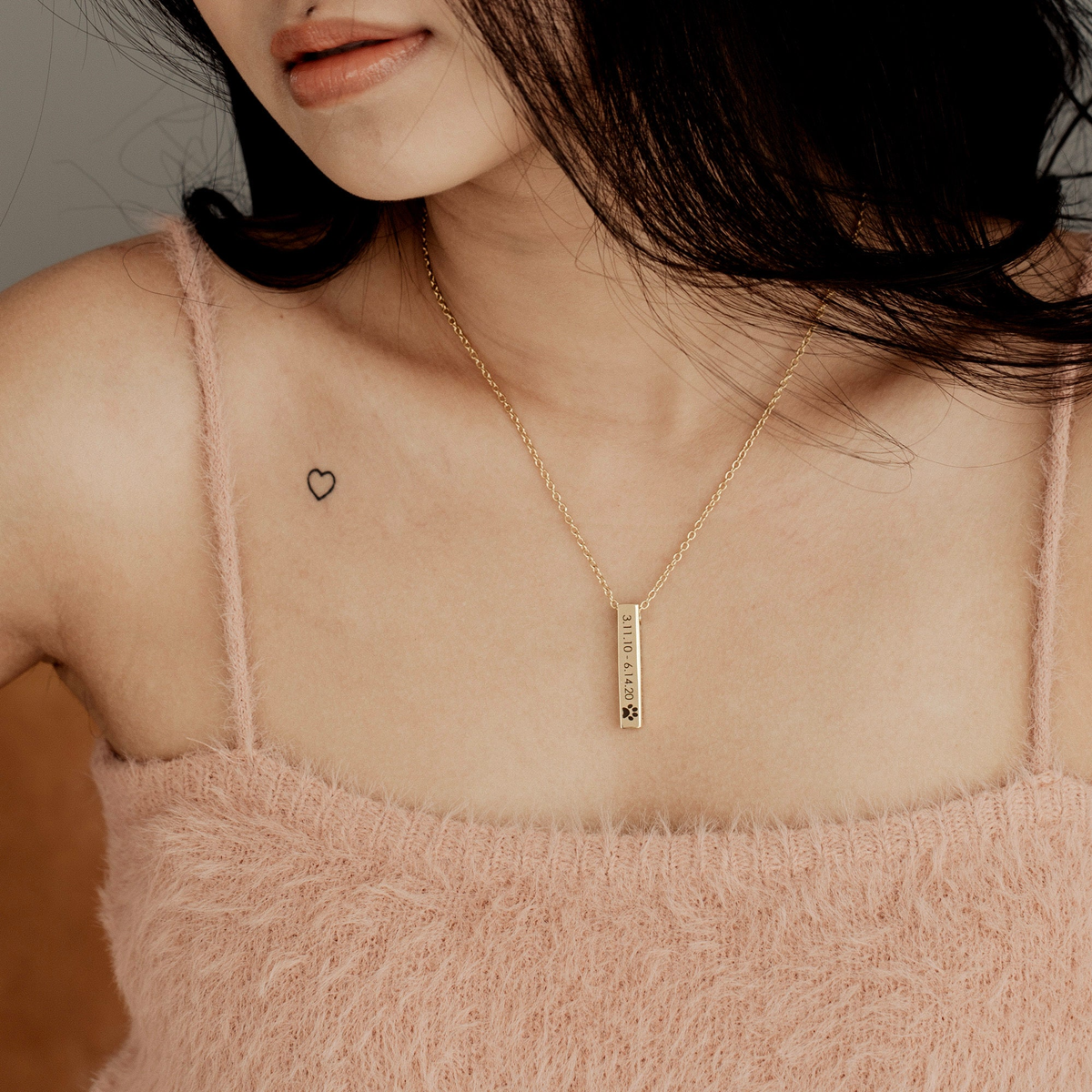 Personalised Engraved Bar Urn Ashes Memorial Necklace with Text Cremation Jewelry