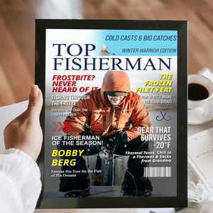 Personalized Ice Fishing Magazine Cover  Fishing Gifts for Men, Fishing Gifts for Him, Fishing Lover Gift