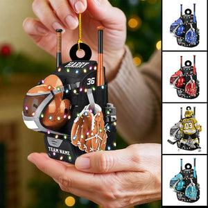 Gift For Baseball Lovers - Custom Baseball Bag with Helmet & Gloves Christmas Ornament