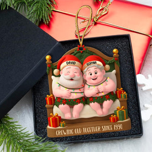 Growing Old Together With Santa Hats And Holly,Personalized Ornament,Gift For Couples