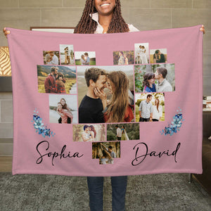 Custom Photo Blanket For Couples – Personalized Gift For Husband, Wife & Anniversary