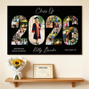 Personalized 2026 Graduation Photo Collage Party Welcome Sign Canvas,Graduation Gift for Seniors