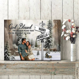 Classic Crossroad of Love - Custom Photo Anniversary Personalized Couple Canvas Poster