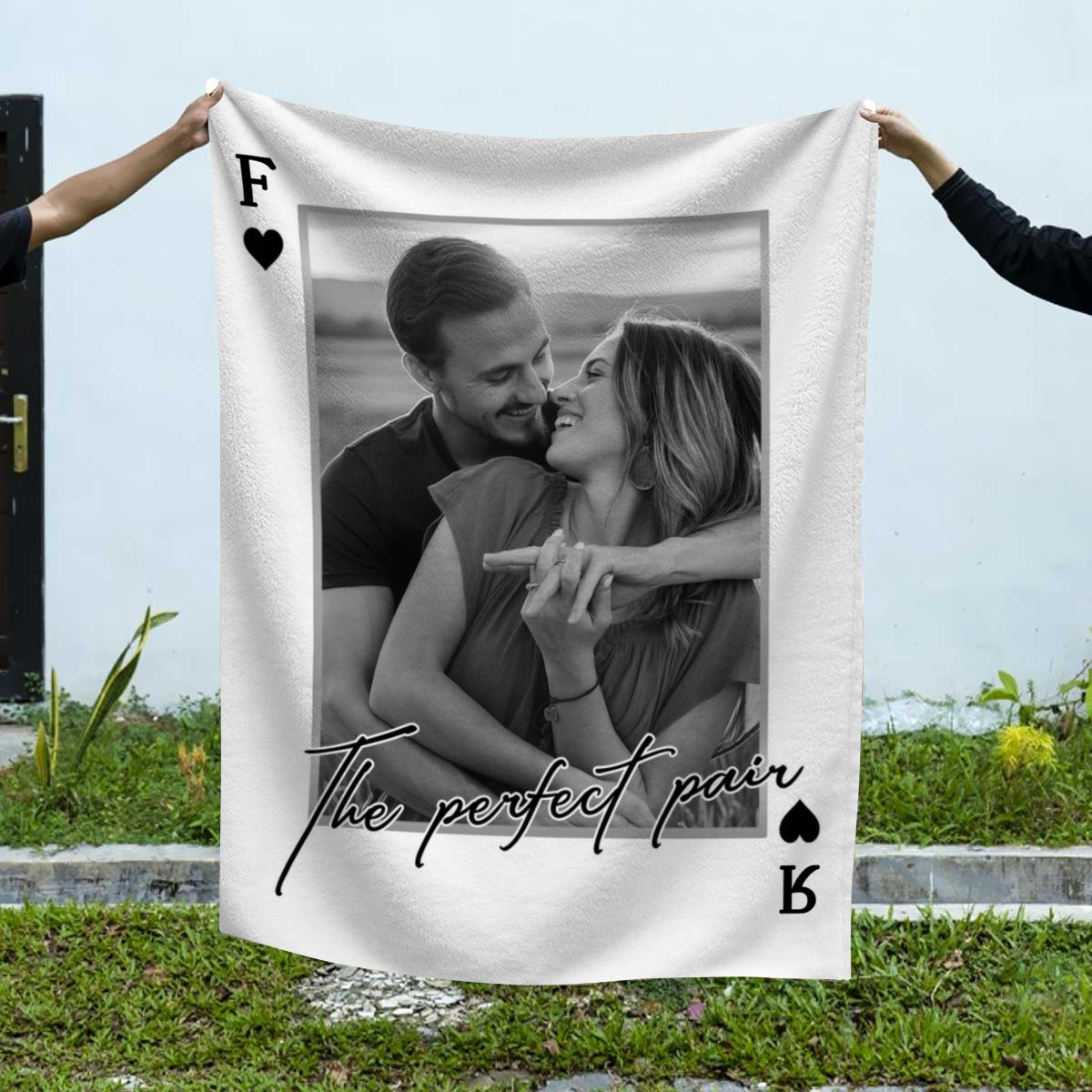 Upload Your Photo Playing Cards Blanket For Him And Her - Personalized Photo Gifts For Anniversary