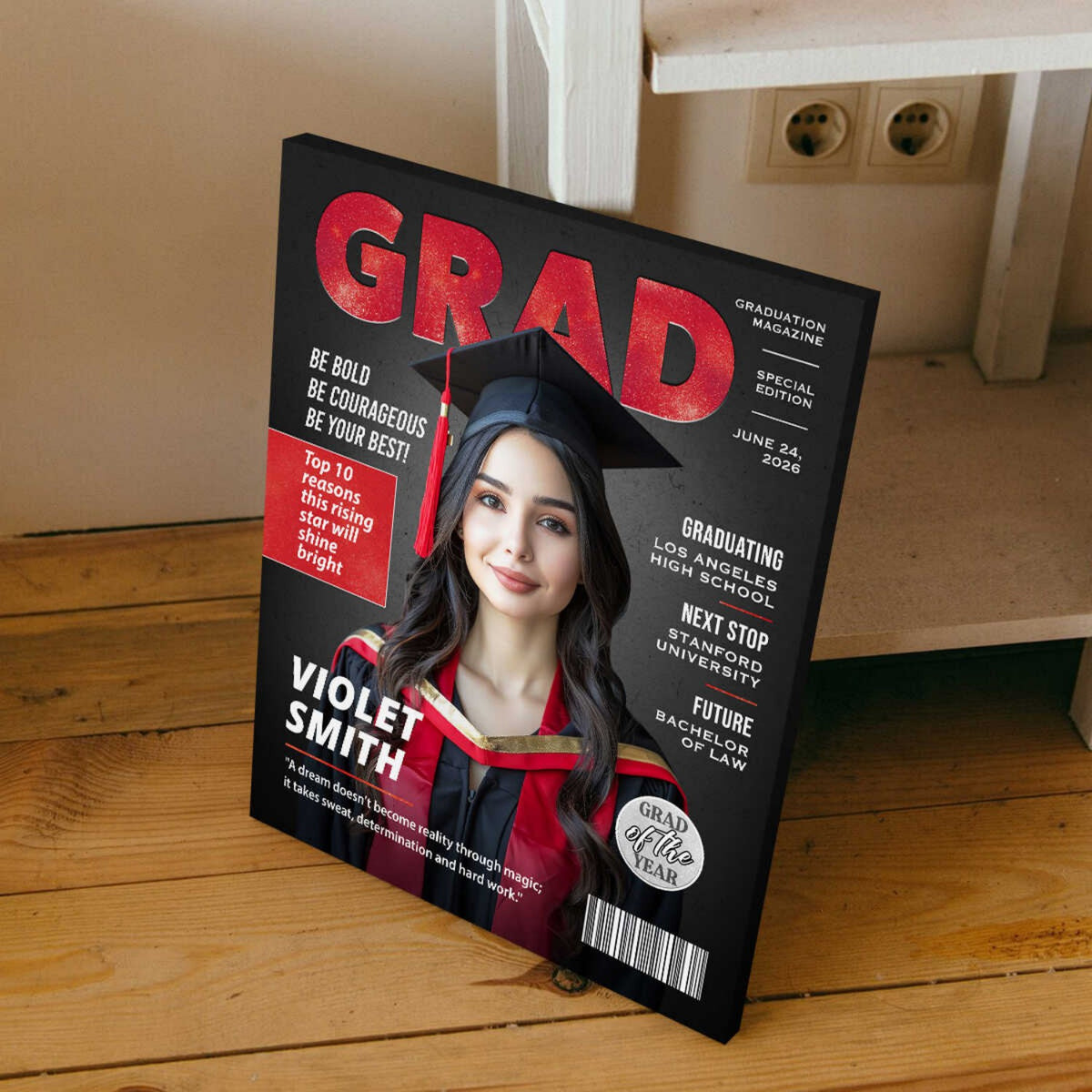 Personalized Graduation Magazine Cover Canvas , Personalized Graduation Gifts for Him or Her