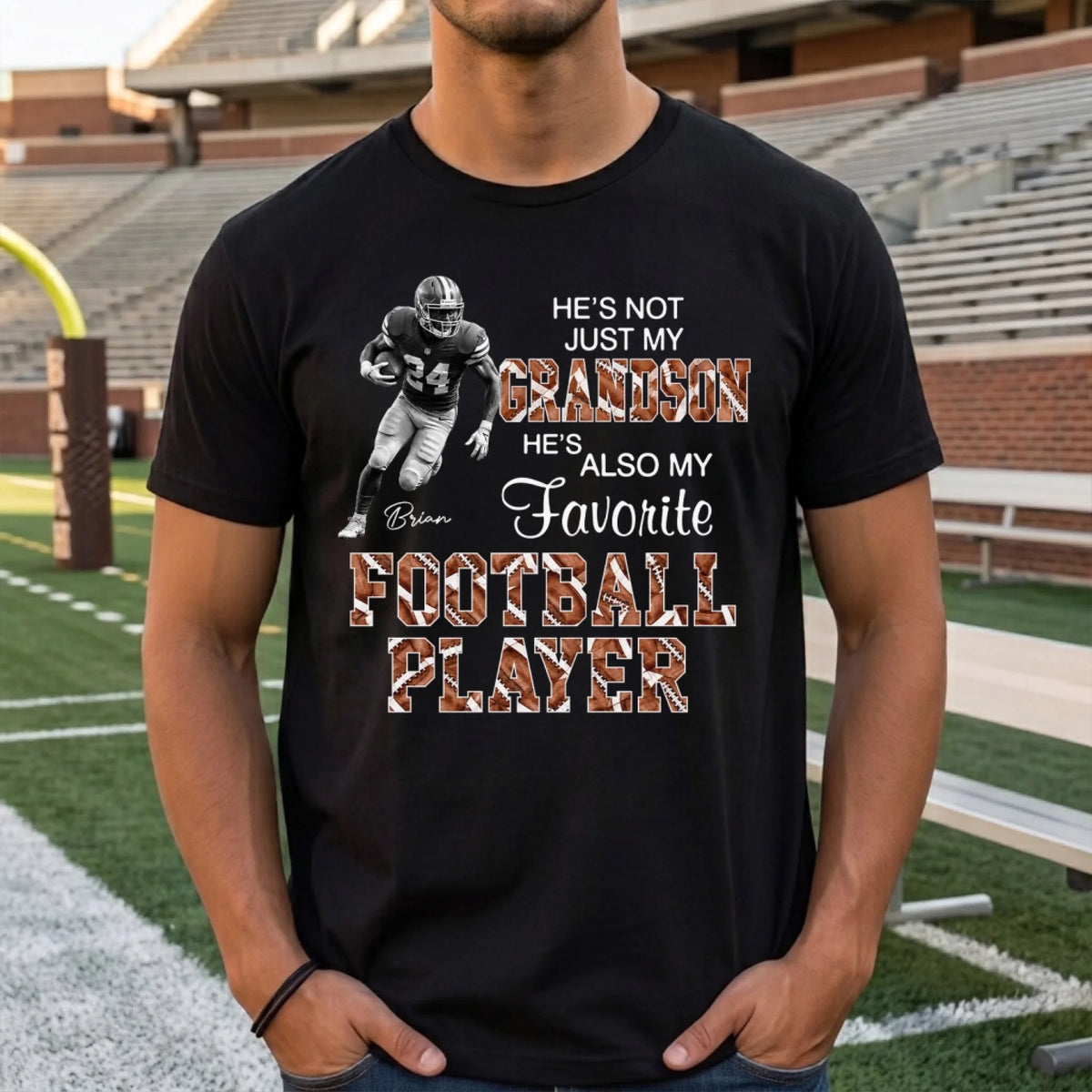 Personalized "Favorite Football Player" T-Shirt – Custom Photo Gift For Grandson & Football Fans