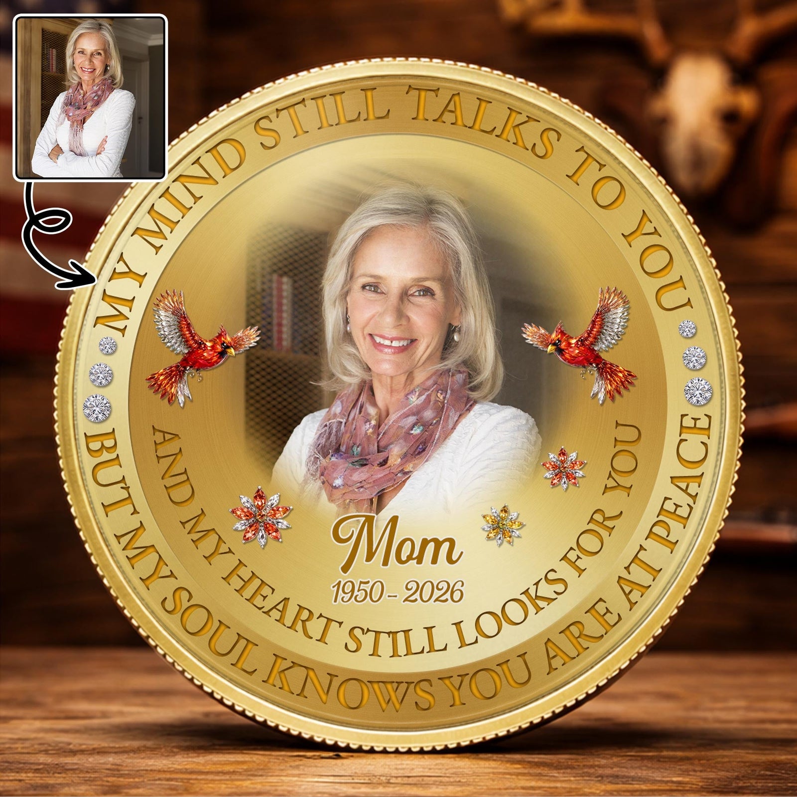 My Mind Still Talks To You Mom, Personalized Custom Commemorative Coin, Family Gift