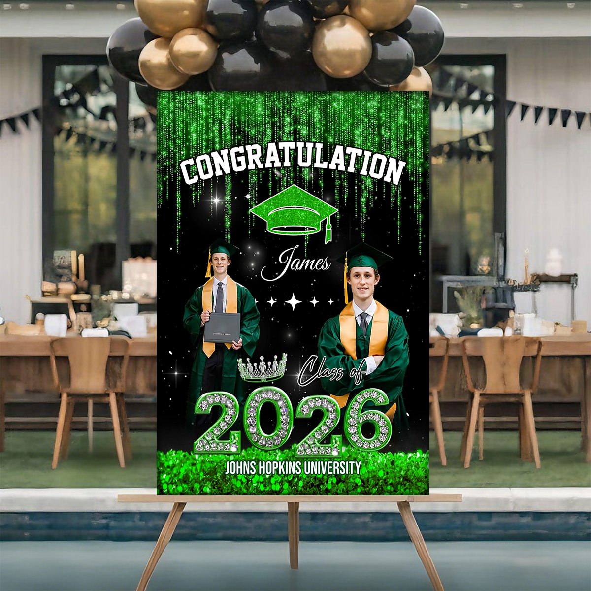 Congratulation Class Of 2026 Glitter Custom Party Welcome Sign - Personalized Graduation Decoration