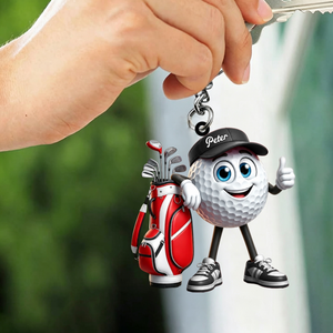Thumbs Up Personalized Cute Golf Ball Mascot Keychain Gift For Golf Lovers