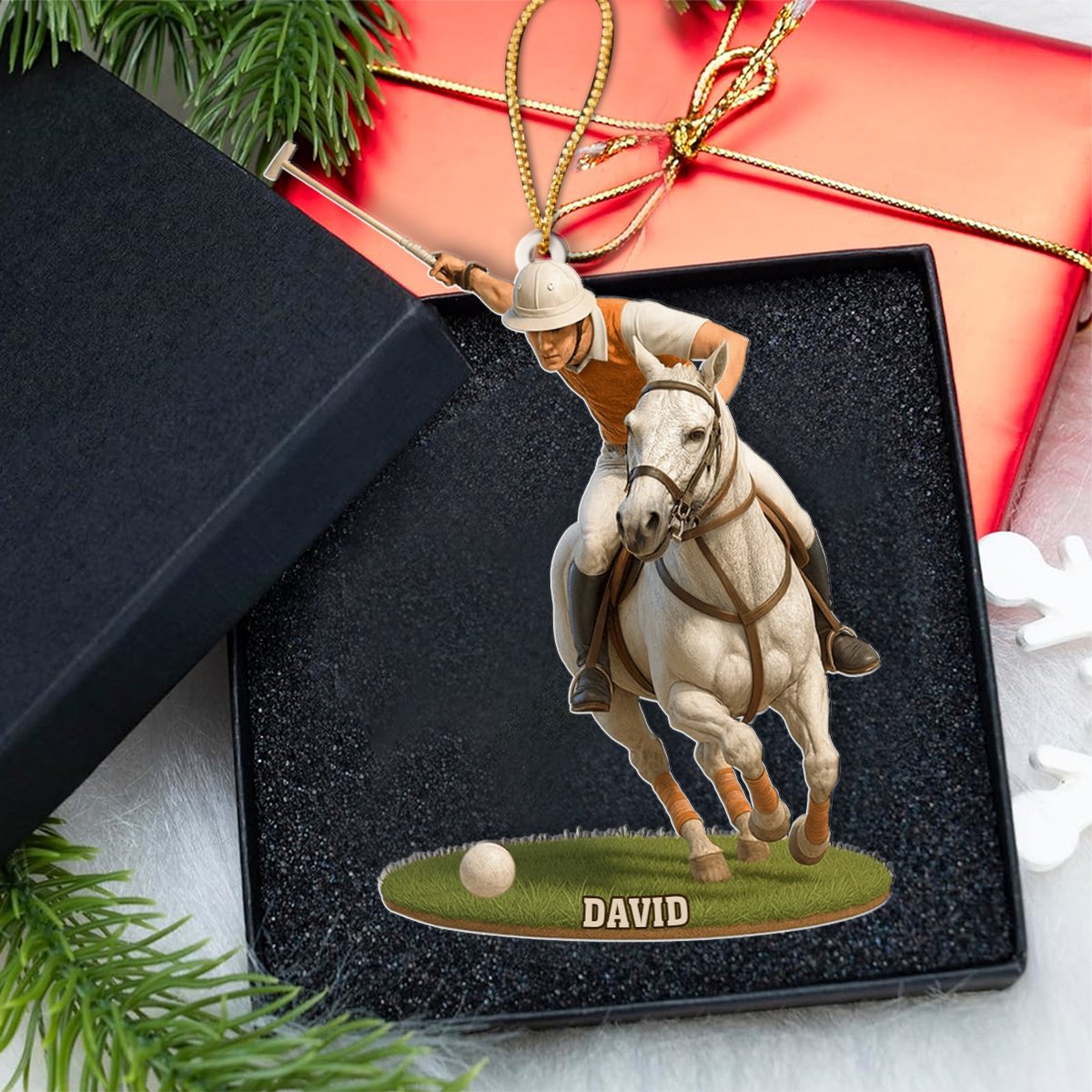Polo Player On Horse Personalized Ornament,Christmas Gift