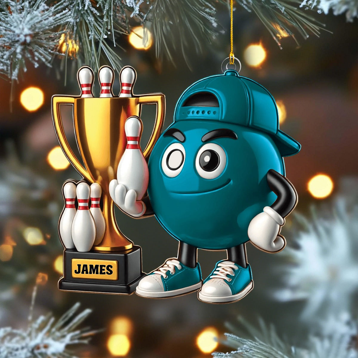 Bowling Champion Custom Color And Name - Personalized Christmas Ornament